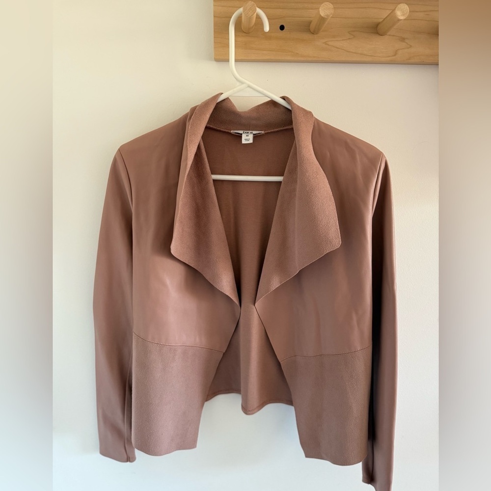 Bar III Women's Blush Faux Leather Open Front Jacket XS